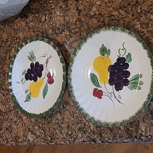 2 Plates Fruit Fantasy Blue Ridge Hand painted Southern Potteries